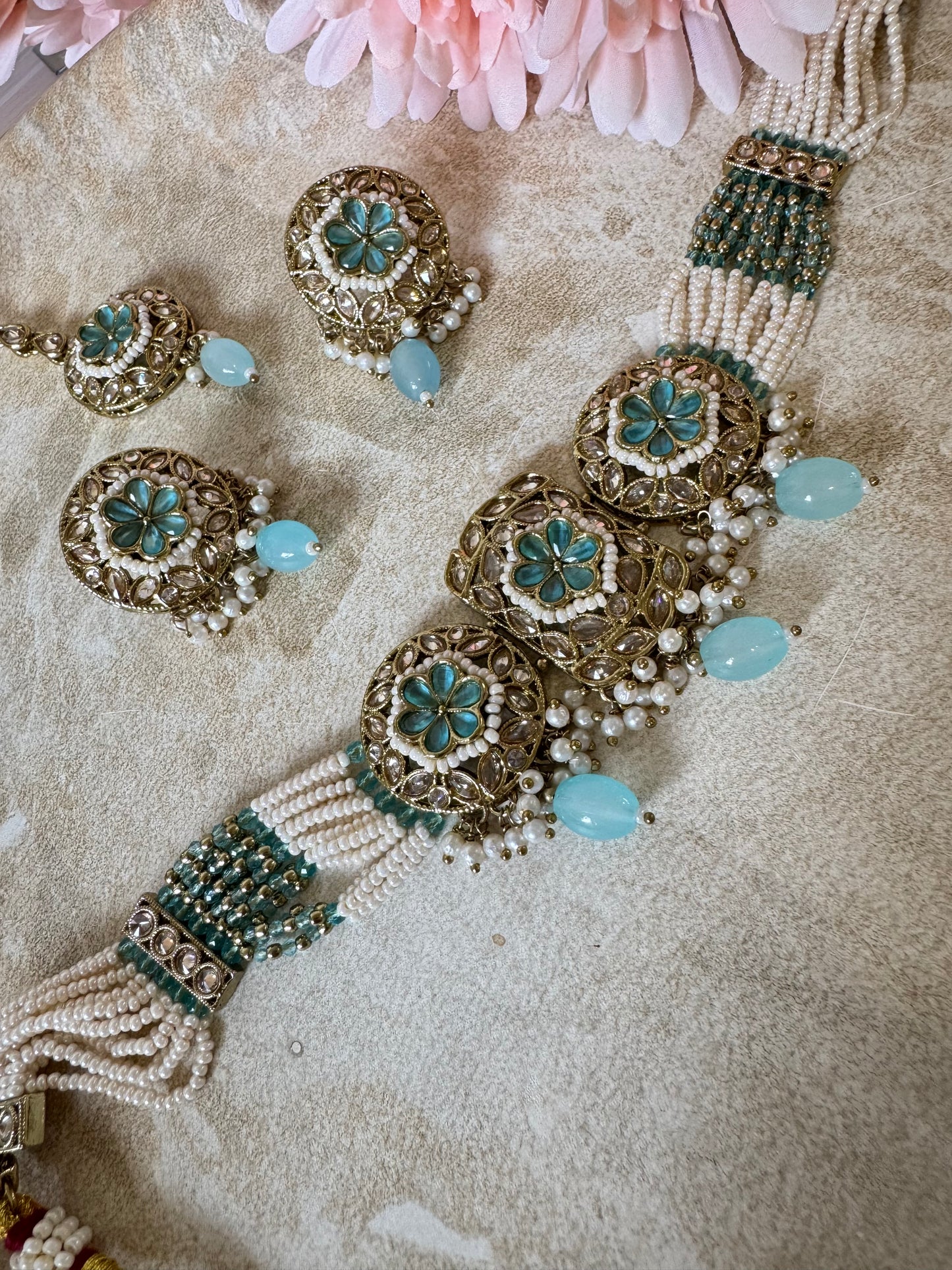 Amira Choker Set (Blue)