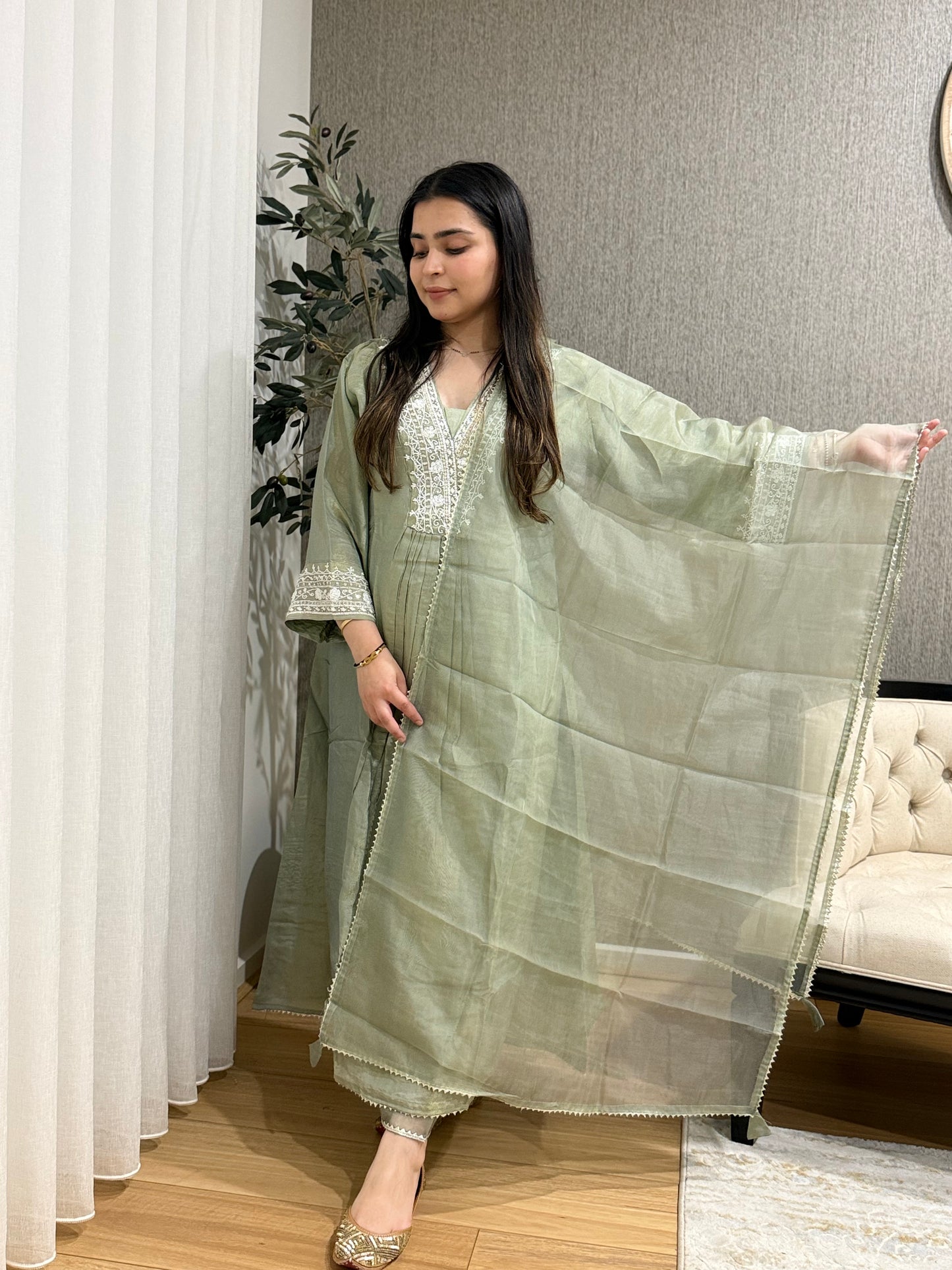 Light Grey Tissue Anarkali