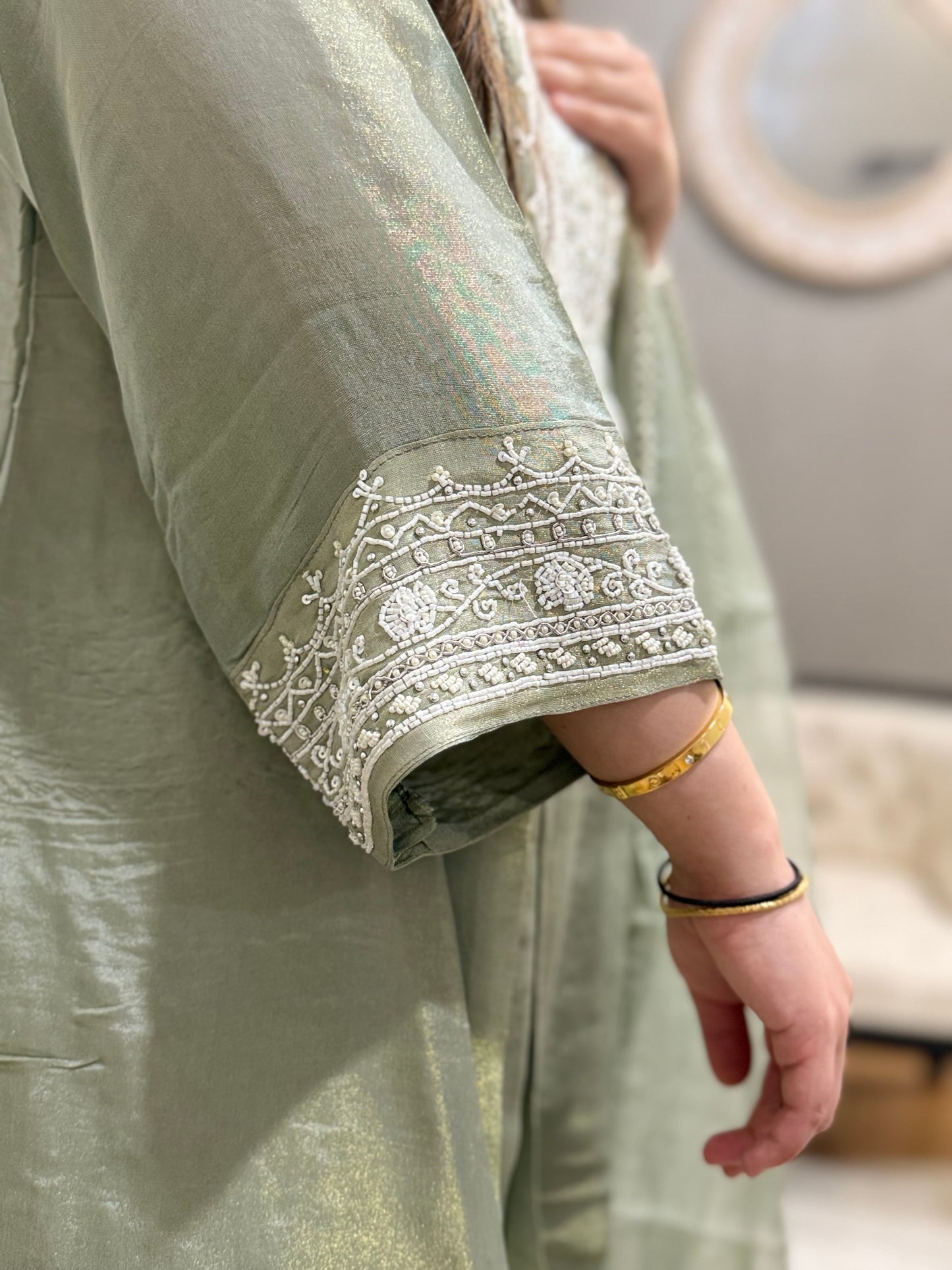 Light Grey Tissue Anarkali