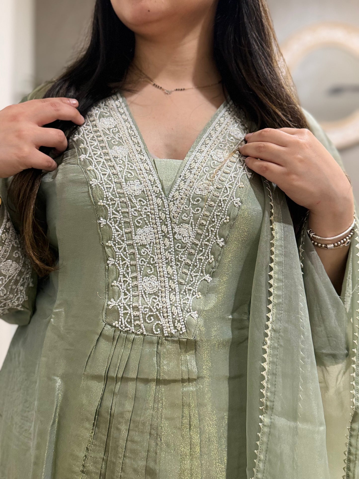 Light Grey Tissue Anarkali