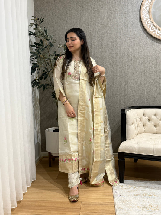 Off White Silk Suit