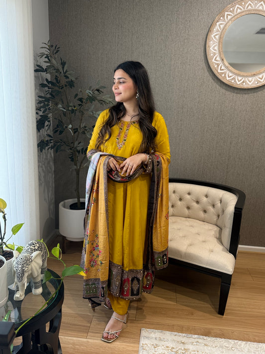 Mustard Crepe Suit
