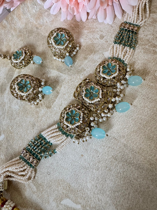 Amira Choker Set (Blue)
