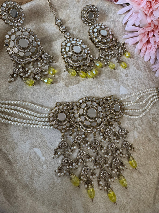 Jhoomar Choker Set (Yellow)