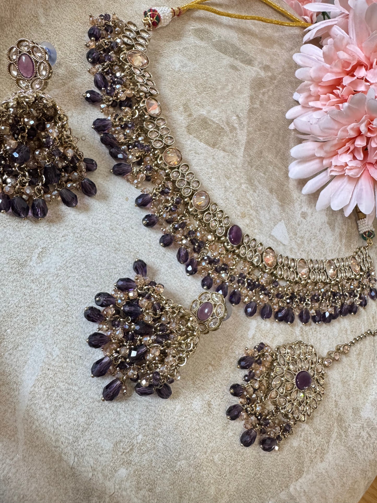 Hasrat Polki Necklace (Purple)