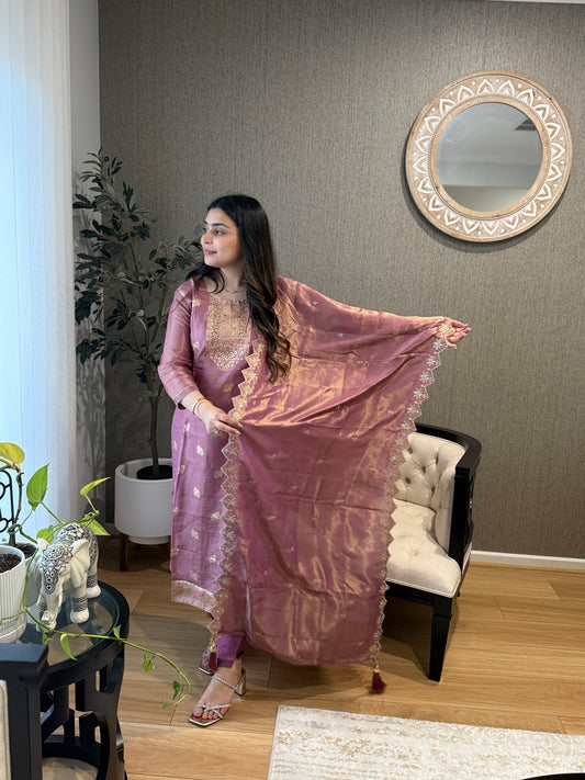 Onion Pink Banarsi Suit