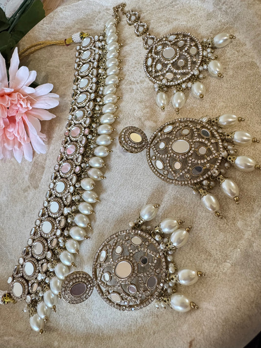 Sheesha Choker Set (Pearl Offwhite)