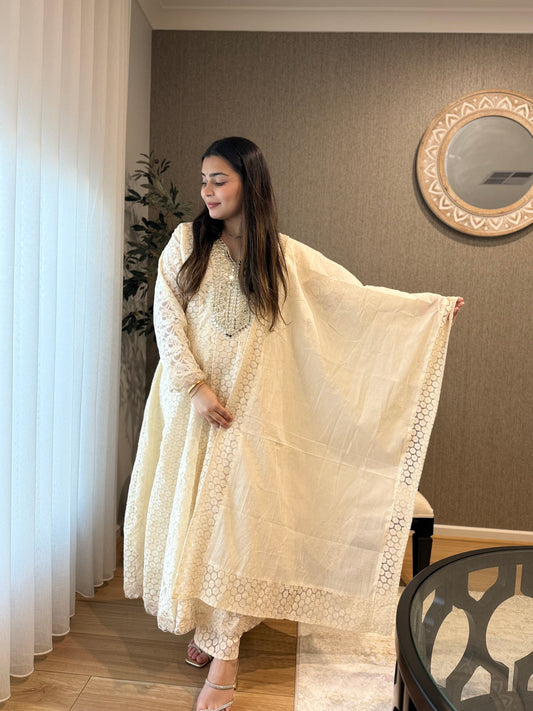 Off white Mirror Anarkali
