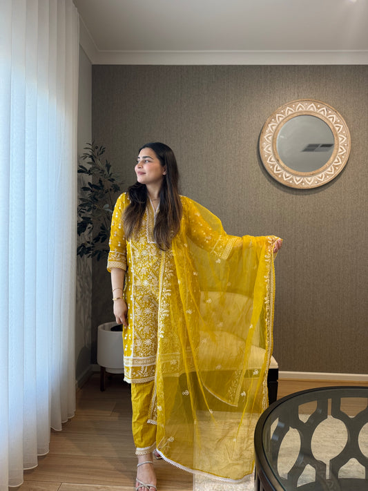 Organza Mustard Suit